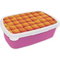 MuchoWow Broodtrommel Roze - Lunchbox - Brooddoos - Oranje - Patronen - Abstract - 18x12x6 cm - Kinderen - Meisje