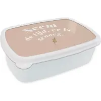 MuchoWow Broodtrommel Wit - Lunchbox - Brooddoos - Spreuken - Quotes - Neem de tijd, er is genoeg - WC - Planten - 18x12x6 cm - Volwassenen