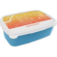 MuchoWow Broodtrommel Blauw - Lunchbox - Brooddoos - Stadskaart - Seraing - Oranje - België - 18x12x6 cm - Kinderen - Jongen