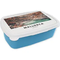 MuchoWow Broodtrommel Blauw - Lunchbox - Brooddoos - Mallorca - Spanje - Natuur - 18x12x6 cm - Kinderen - Jongen
