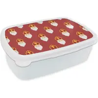 MuchoWow Broodtrommel Wit - Lunchbox - Brooddoos - Sinterklaas decoratie - Sint - Kinderen - Kids - Jongens - Meisjes - Kids - 18x12x6 cm - Volwassenen