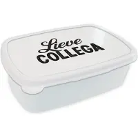 MuchoWow Broodtrommel Wit - Lunchbox - Brooddoos - Quotes - Spreuken - Werk - 'Lieve collega' - 18x12x6 cm - Volwassenen