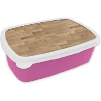 MuchoWow Broodtrommel Roze - Lunchbox - Brooddoos - Patroon - Parket - Patronen - 18x12x6 cm - Kinderen - Meisje