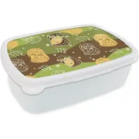 MuchoWow Broodtrommel Wit - Lunchbox - Brooddoos - Virgo - Zodiac - Patroon - 18x12x6 cm - Volwassenen