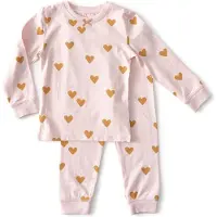 Little label pyjama met hartjes van katoen roze Meisjes Stretchkatoen Ronde hals - maat 134/140