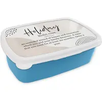 MuchoWow Broodtrommel Blauw - Lunchbox - Brooddoos - Woordenboek - Vakantie - Quote - 18x12x6 cm - Kinderen - Jongen