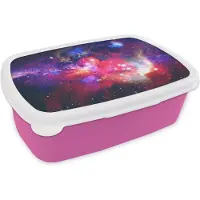 MuchoWow Broodtrommel Roze - Lunchbox - Brooddoos - Heelal - Kleuren - Ruimte - 18x12x6 cm - Kinderen - Meisje