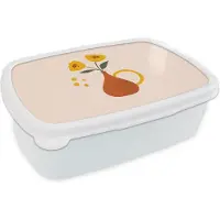 MuchoWow Broodtrommel Wit - Lunchbox - Brooddoos - Bloemen - Klaprozen - Zomer - 18x12x6 cm - Volwassenen
