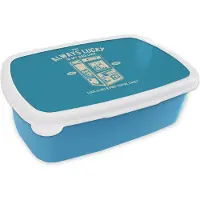 MuchoWow Broodtrommel Blauw - Lunchbox - Brooddoos - Grijpmachine - Vintage - Simpel - 18x12x6 cm - Kinderen - Jongen