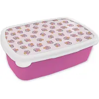 MuchoWow Broodtrommel Roze - Lunchbox - Brooddoos - Speen - Patronen - Roze - 18x12x6 cm - Kinderen - Meisje