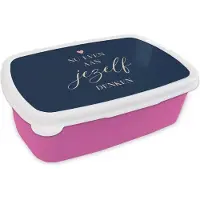 MuchoWow Broodtrommel Roze - Lunchbox - Brooddoos - Beterschap - Quote - Hartje - Denken - 18x12x6 cm - Kinderen - Meisje