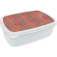 MuchoWow Broodtrommel Wit - Lunchbox - Brooddoos - Vlinders - Patronen - Lente - Bohemian - 18x12x6 cm - Volwassenen