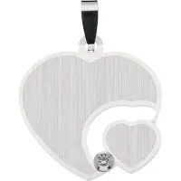 Classics&More graveerplaatje - zilver - zirkonia - dubbel hart - 22 x 20 mm
