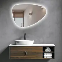 Sanexo Badkamerspiegel - Skylight - Organisch - 80cm - Spiegelverwarming - 3-standen Dimbare LED Verlichting - Touch Sensor