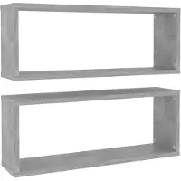 vidaXL Wandschappen kubus 2 st 60x15x23 cm bewerkt hout betongrijs