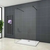 Sanexo Inloopdouche Vrijstaand Blossom 110X200 8Mm Helder Glas Antikalk Mat Zwart