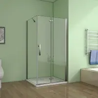 Sanexo Douchecabine Rechthoek Poppy 80 Vouwdeur X 90 Vaste Wand 6Mm Helder Glas Antikalk Chroom