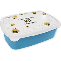 MuchoWow Broodtrommel Blauw - Lunchbox - Brooddoos - Get well soon - Quote - Dieren - Bee - 18x12x6 cm - Kinderen - Jongen