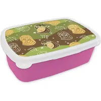 MuchoWow Broodtrommel Roze - Lunchbox - Brooddoos - Virgo - Zodiac - Patroon - 18x12x6 cm - Kinderen - Meisje