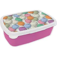 MuchoWow Broodtrommel Roze - Lunchbox - Brooddoos - Ballonnen - Patroon - Feest - 18x12x6 cm - Kinderen - Meisje
