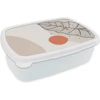 MuchoWow Broodtrommel Wit - Lunchbox - Brooddoos - Zomer - Oranje - Blad - 18x12x6 cm - Volwassenen