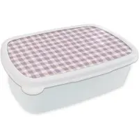 MuchoWow Broodtrommel Wit - Lunchbox - Brooddoos - Pastel - Paars - Patronen - 18x12x6 cm - Volwassenen