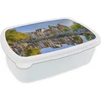 MuchoWow Broodtrommel Wit - Lunchbox - Brooddoos - Leiden - Boom - Kanaal - 18x12x6 cm - Volwassenen