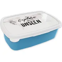 MuchoWow Broodtrommel Blauw - Lunchbox - Brooddoos - Wereldkaart - Quote - Marmer - 18x12x6 cm - Kinderen - Jongen