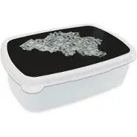 MuchoWow Broodtrommel Wit - Lunchbox - Brooddoos - Kaart - België - Geld - 18x12x6 cm - Volwassenen