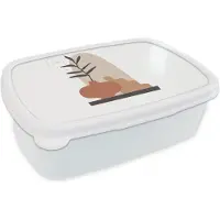 MuchoWow Broodtrommel Wit - Lunchbox - Brooddoos - Zomer - Plant - Groen - Wit - 18x12x6 cm - Volwassenen