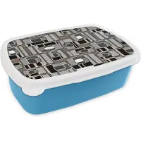 MuchoWow Broodtrommel Blauw - Lunchbox - Brooddoos - Patronen - Abstract - Skyline - 18x12x6 cm - Kinderen - Jongen