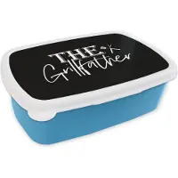MuchoWow Broodtrommel Blauw - Lunchbox - Brooddoos - Spreuken - Grill - Koken - Vader - Barbecue - Bakken - BBQ - 18x12x6 cm - Kinderen - Jongen