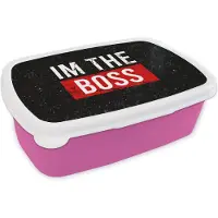 MuchoWow Broodtrommel Roze - Lunchbox - Brooddoos - Quotes - Spreuken - 'I'm the boss' - Rood - 18x12x6 cm - Kinderen - Meisje