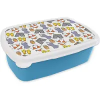 MuchoWow Broodtrommel Blauw - Lunchbox - Brooddoos - Badkleding - Patronen - Zomer - 18x12x6 cm - Kinderen - Jongen