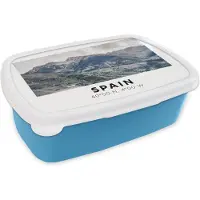 MuchoWow Broodtrommel Blauw - Lunchbox - Brooddoos - Spanje - Groen - Europa - 18x12x6 cm - Kinderen - Jongen