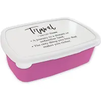 MuchoWow Broodtrommel Roze - Lunchbox - Brooddoos - Spreuken - Quotes - The only thing you buy that makes you richer - Travel - 18x12x6 cm - Kinderen - Meisje