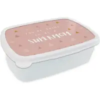 MuchoWow Broodtrommel Wit - Lunchbox - Brooddoos - Spreuken - You're going to be a supermom - Quotes - Mama - 18x12x6 cm - Volwassenen