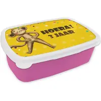 MuchoWow Broodtrommel Roze - Lunchbox - Brooddoos - Verjaardag kind - 3 jaar - Knuffeldier - 18x12x6 cm - Kinderen - Meisje