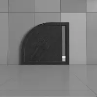 Sanexo Douchebak Mat Zwart Natuursteen Look Daisy Kwart Rond 80X80 Polystone (Exclusief Sifon)