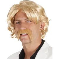 Boland Blonde pruik met snor