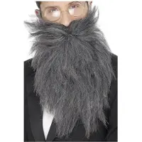Smiffys Verkleed baard en snor - grijs - lang model - professor/geleerde/wijze man