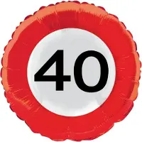 Folat 40 jaar folieballon verkeersbord
