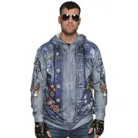 Vegaoo 3D shirts biker hoodie (blauw en grijs, L)