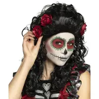 Boland Pruik dotd Catrina (zwart,met rode bloemen)