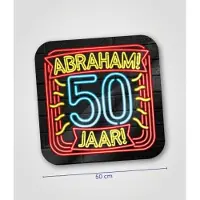 Paper Dreams Deurbord neon 50 jaar Abraham (zwart en multicolor)