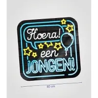 Paper Dreams Deurbord neon hoera een jongen (zwart en multicolor)