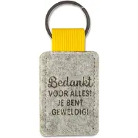 Miko Sleutelhanger - Bedankt | Vilt (grijs / geel)
