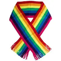 Partyxplosion Regenboog sjaal gebreid 180 x25 cm | rainbow (regenboog)