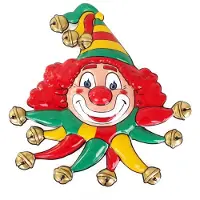 Pxp Clownsdecoratie Hoofd wanddeco | rood, geel, groen | 50x55cm (Rood, groen en geel)