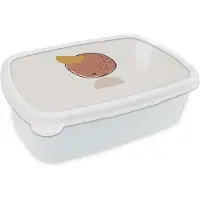 MuchoWow Broodtrommel Wit - Lunchbox - Brooddoos - Zomer - Kokosnoot - Bruin - Wit - 18x12x6 cm - Volwassenen
